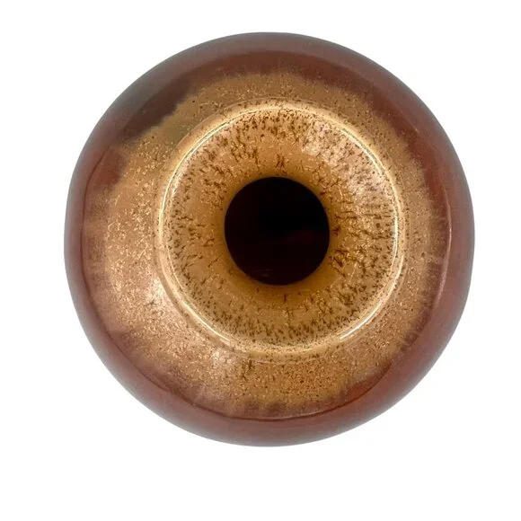 Art Studio Pottery Bud Vase Round Brown Tones Glazed Earthy Minimalist 5"H - Picture 5 of 7